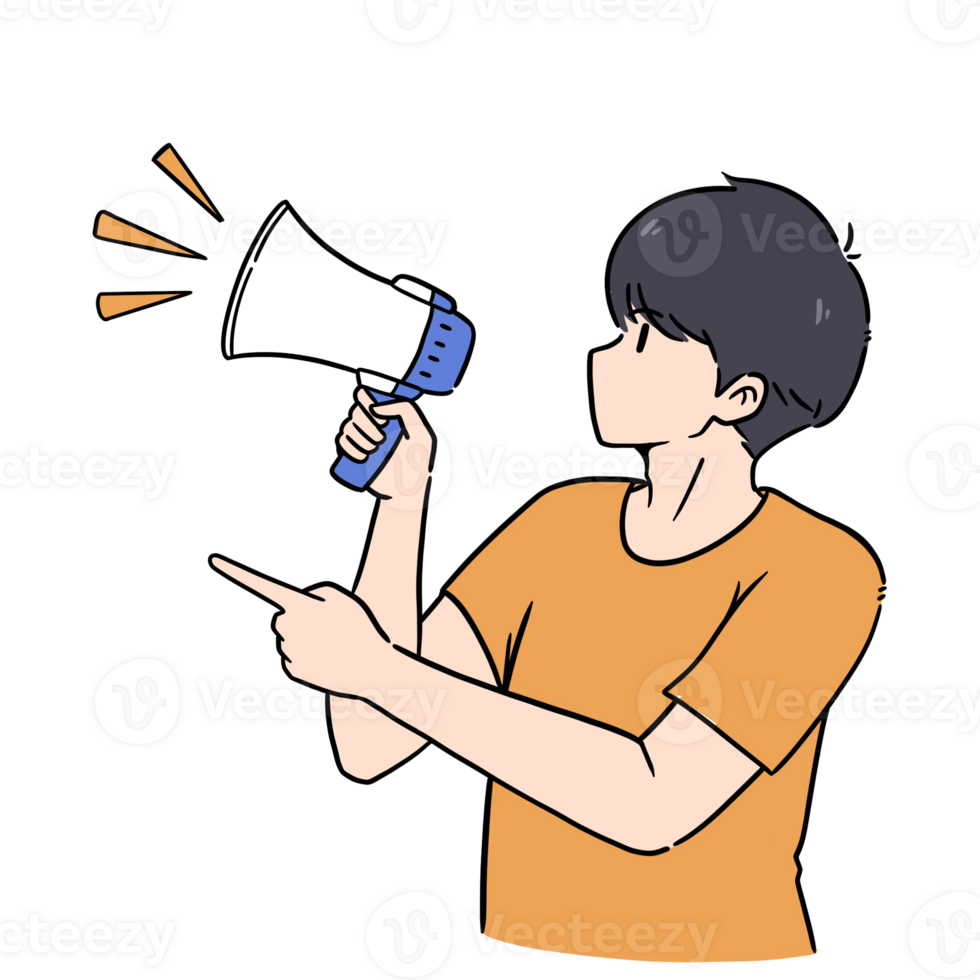 Man hold the megaphone png