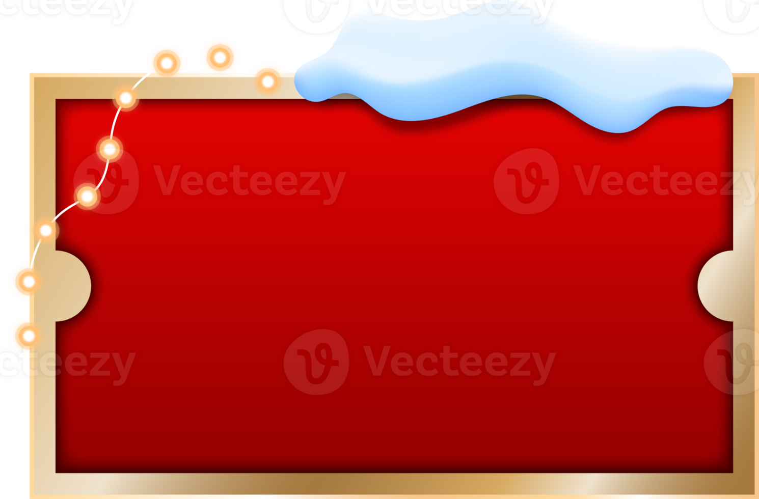 Christmas Frame With Snow And Bright Bulbs png