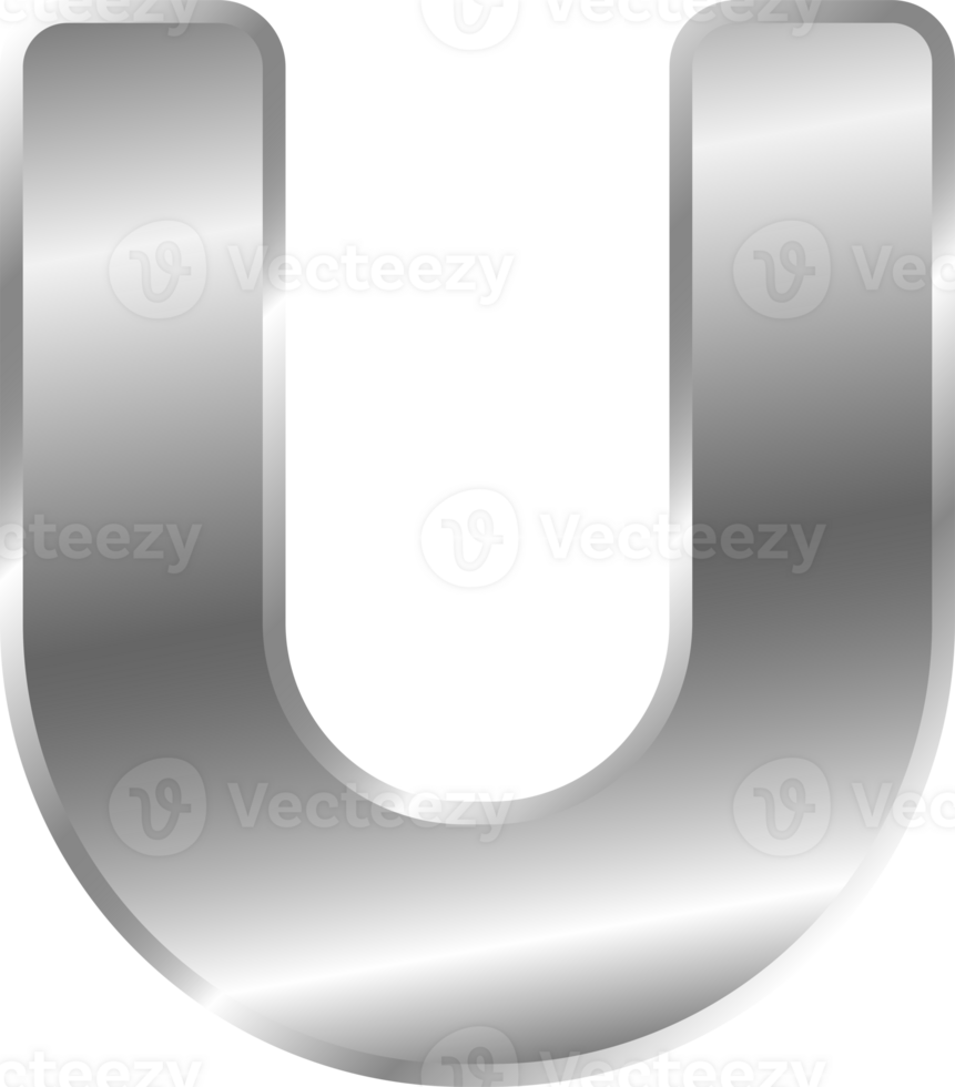 Silver Alphabet Letter U png