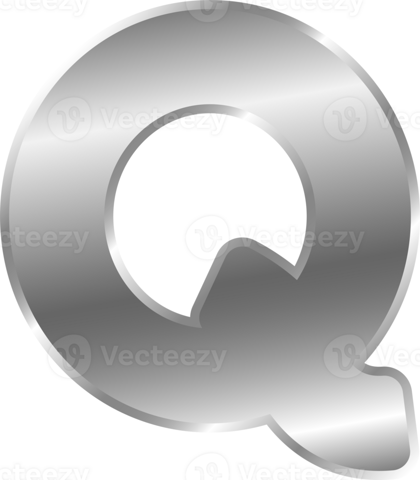 Silver Alphabet Letter Q png