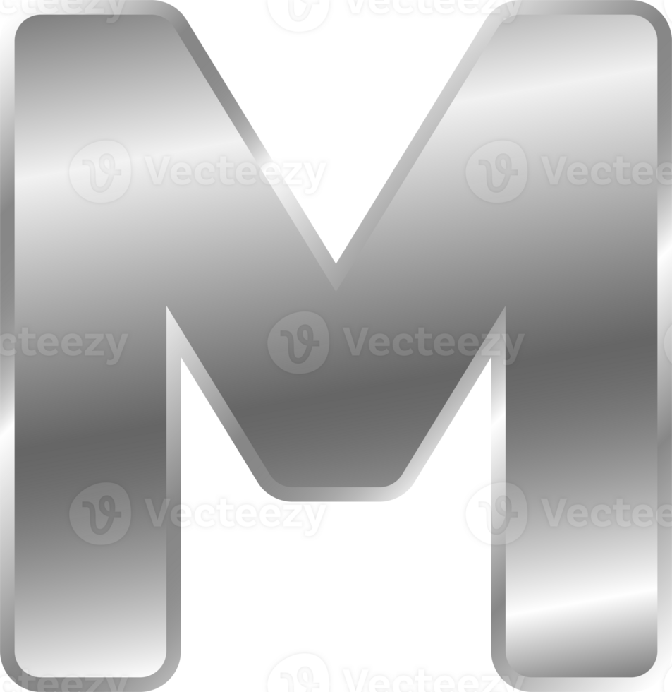 Silver Alphabet Letter M png