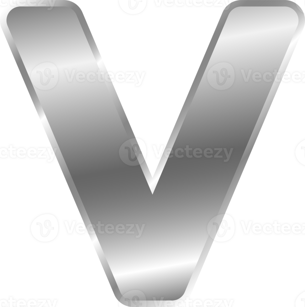 Silver Alphabet Letter V png