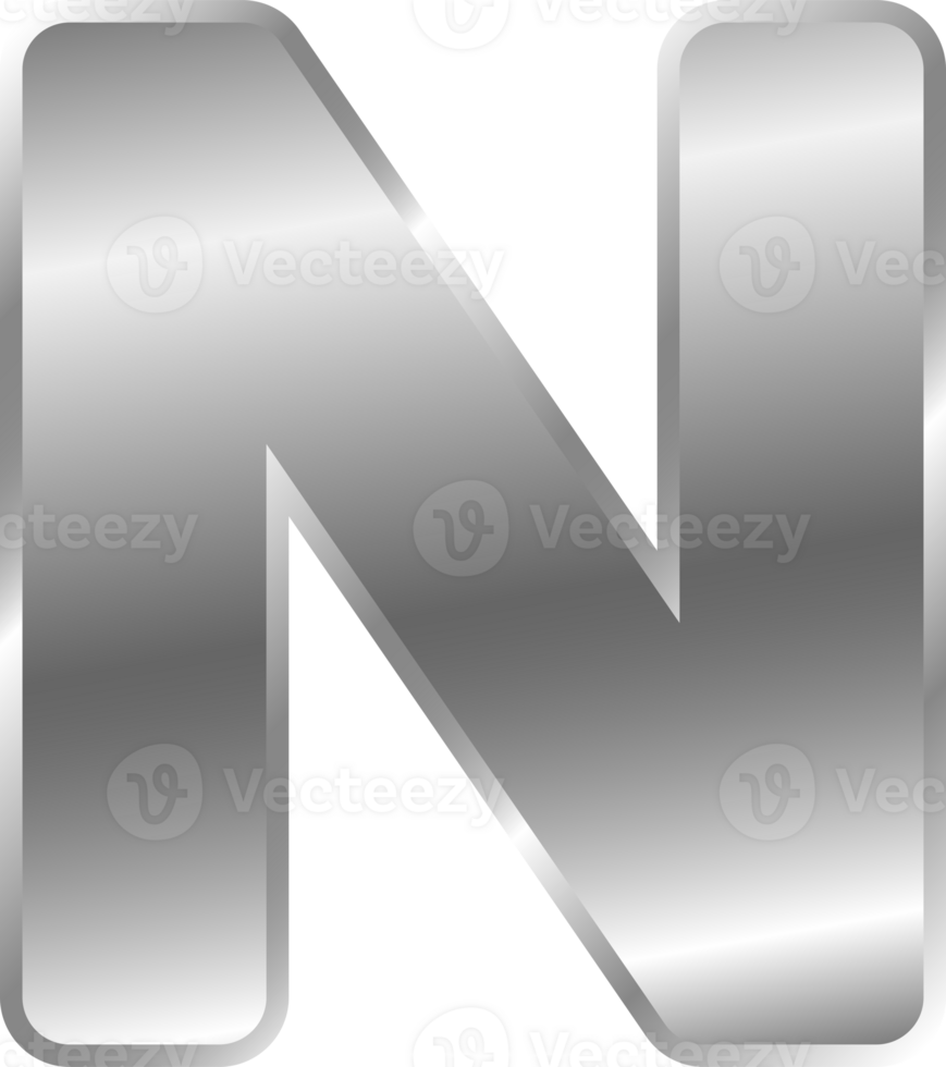 Silver Alphabet Letter N png