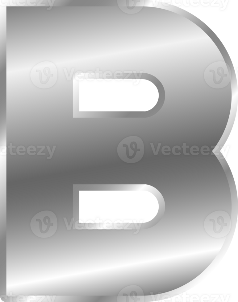 Silver Alphabet Letter B png