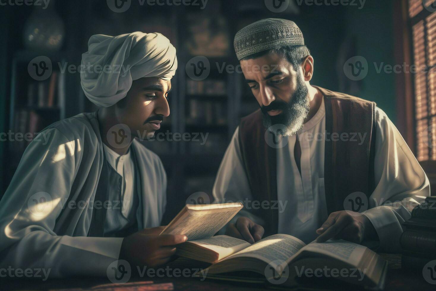 AI generated Teaching sacred Islamic Quran. Generate ai photo
