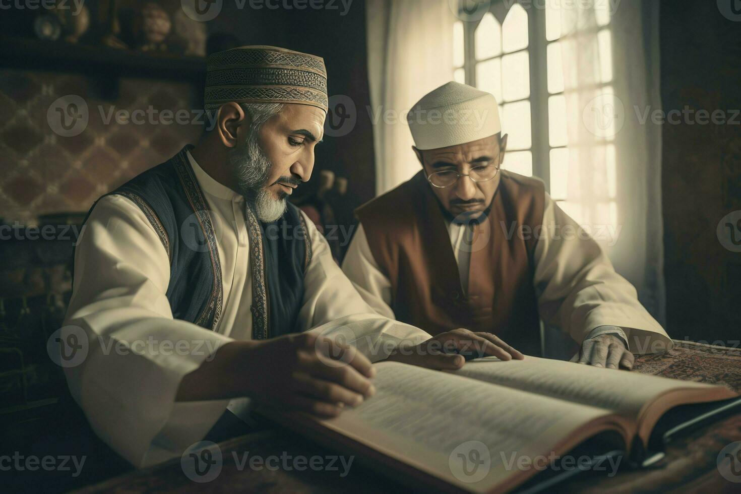 AI generated Teaching holy Islamic Quran. Generate ai photo