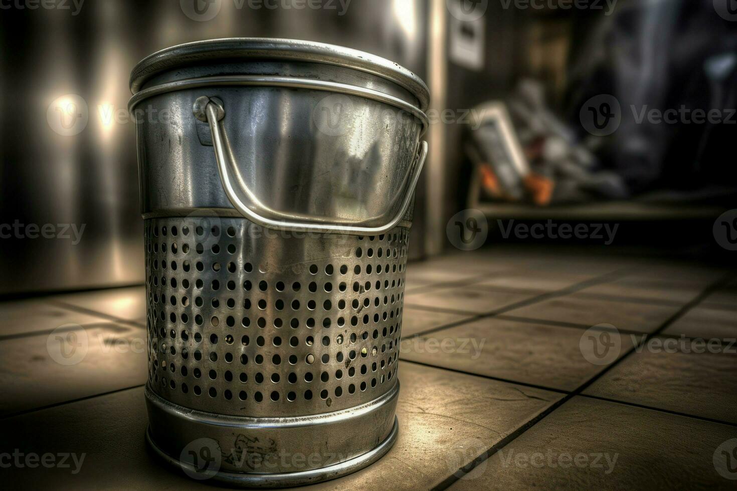 AI generated Trash bin closeup photo. Generate ai photo