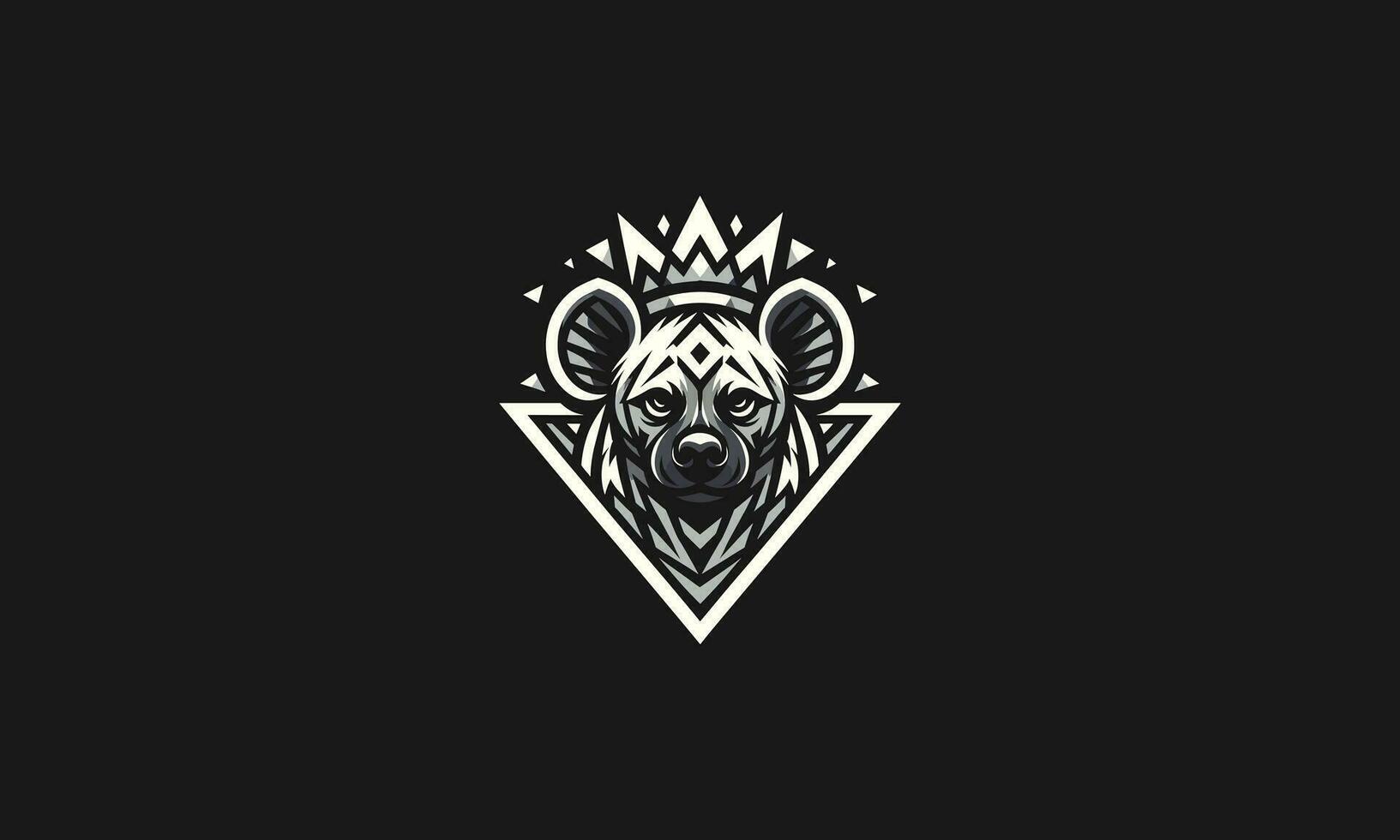 head hyena wearing crown vector mascot design