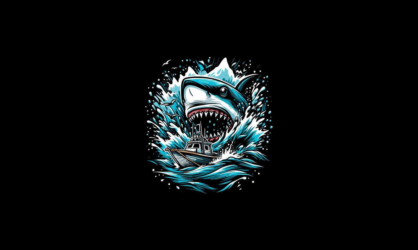 head shark angry vector illustration artwork design