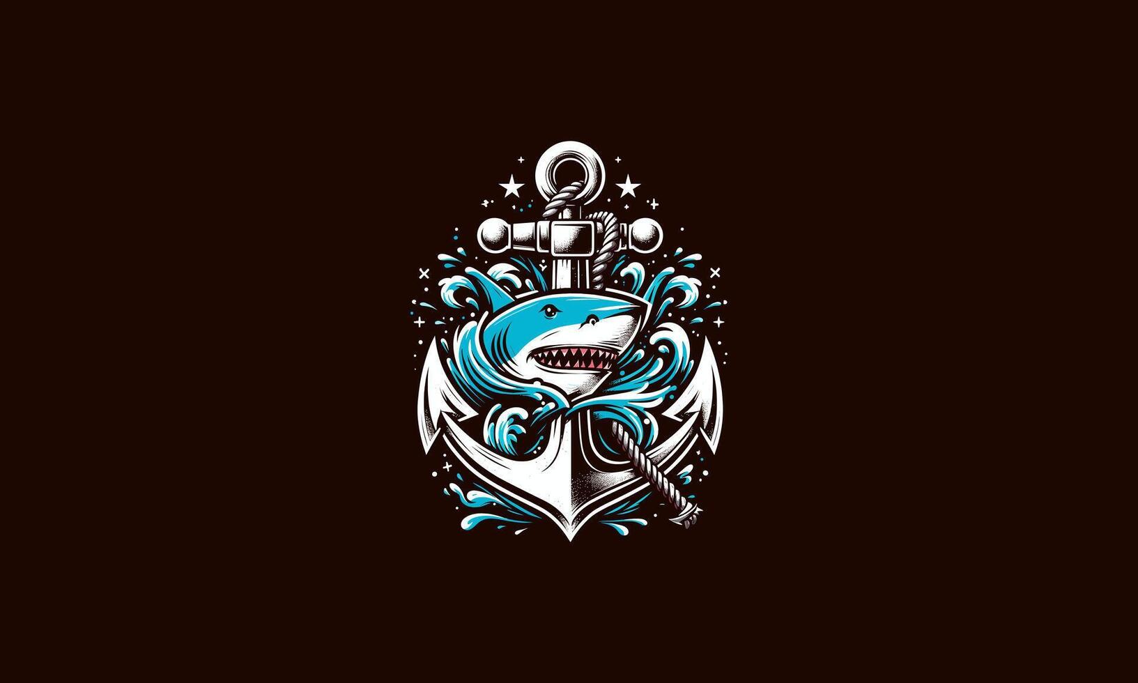 anchor and shark vector illustration artwork design