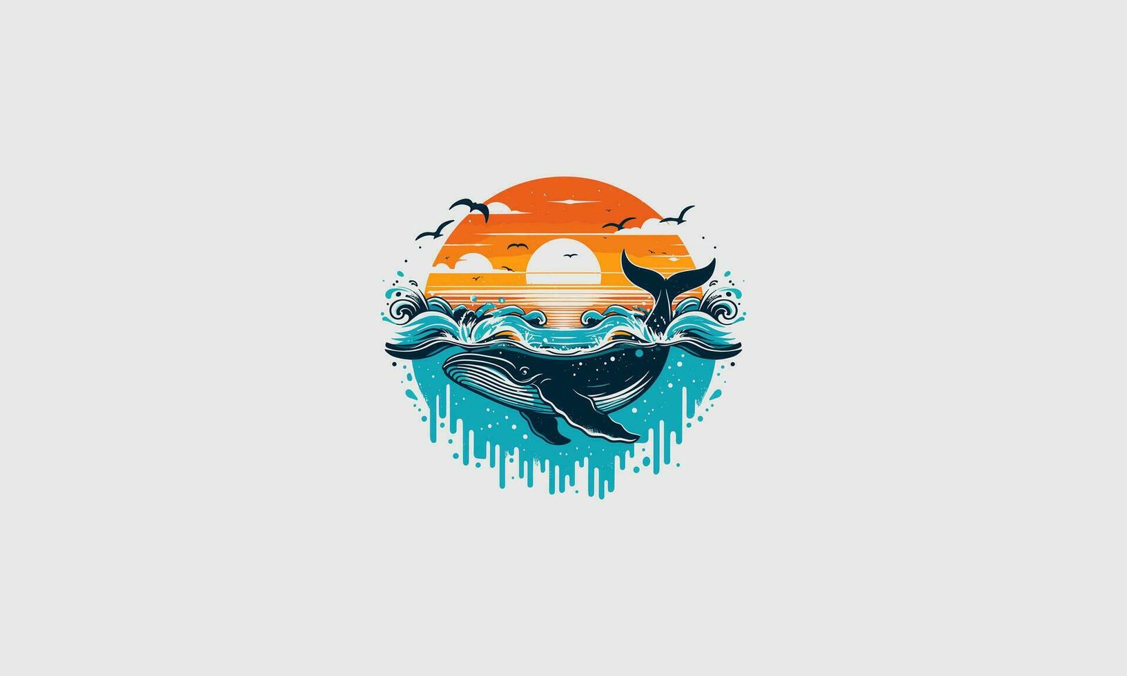 ballena en mar vector ilustración obra de arte diseño