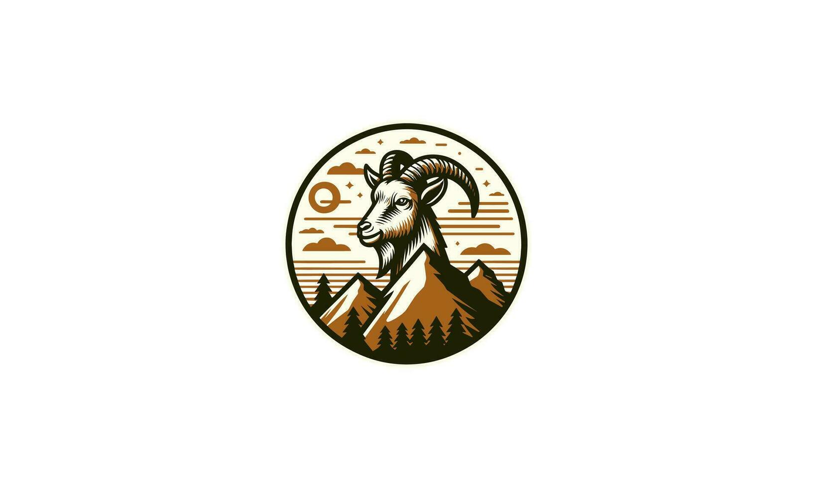 goat on mountain vector illustration logo design