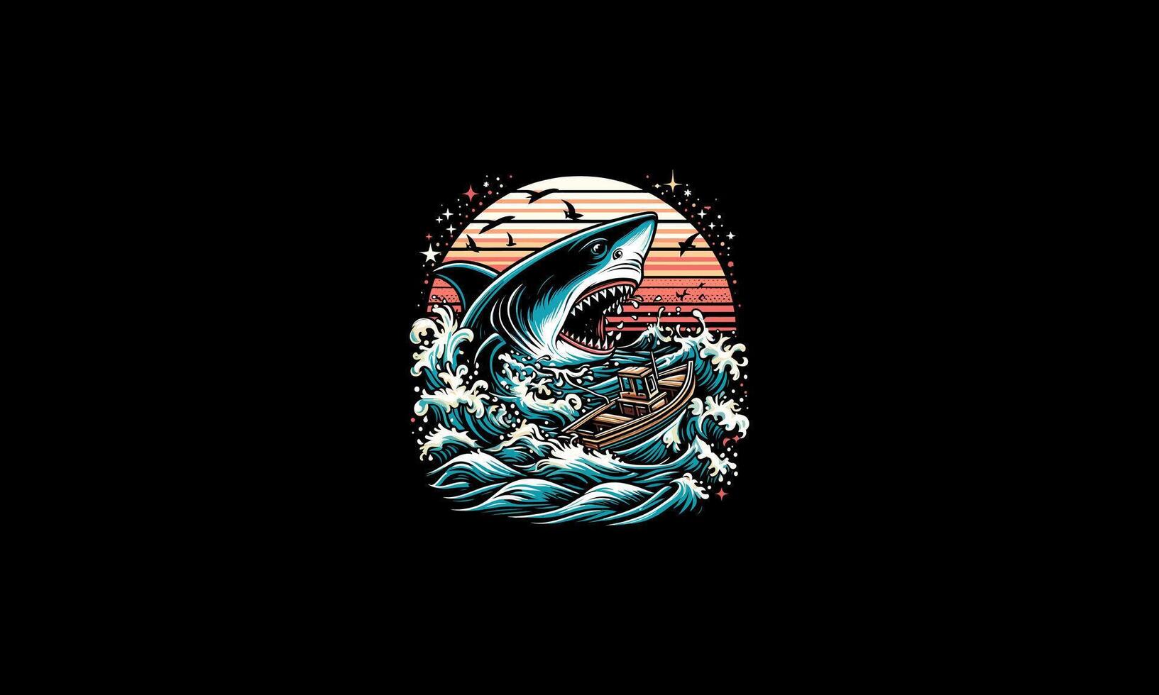 head shark angry vector illustration artwork design