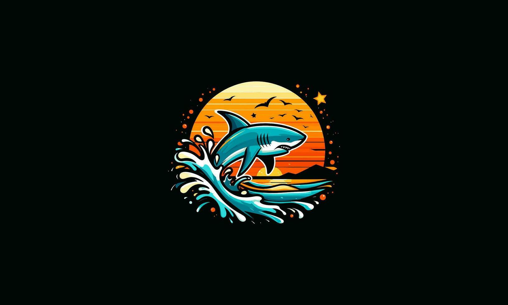 shark on sea vector illustration artwork design