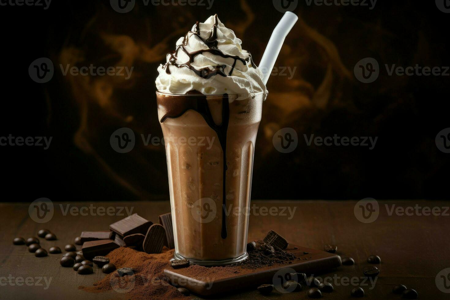 AI generated Velvety Ice blended cocoa vanilla. Generate Ai photo