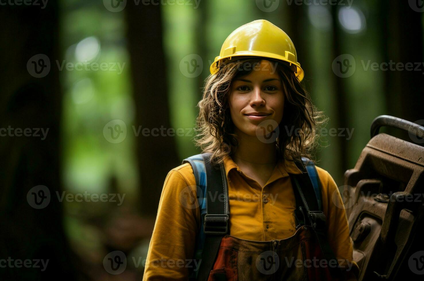 AI generated Resilient Logger woman forest. Generate Ai photo
