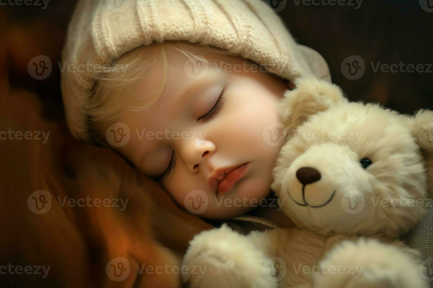 AI generated Angelic Little baby sleeping. Generate Ai photo
