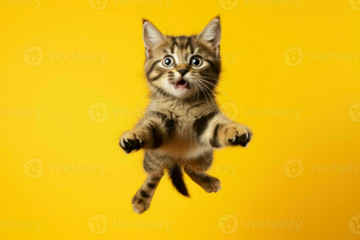 AI generated Dynamic Jumping cat background. Generate Ai photo