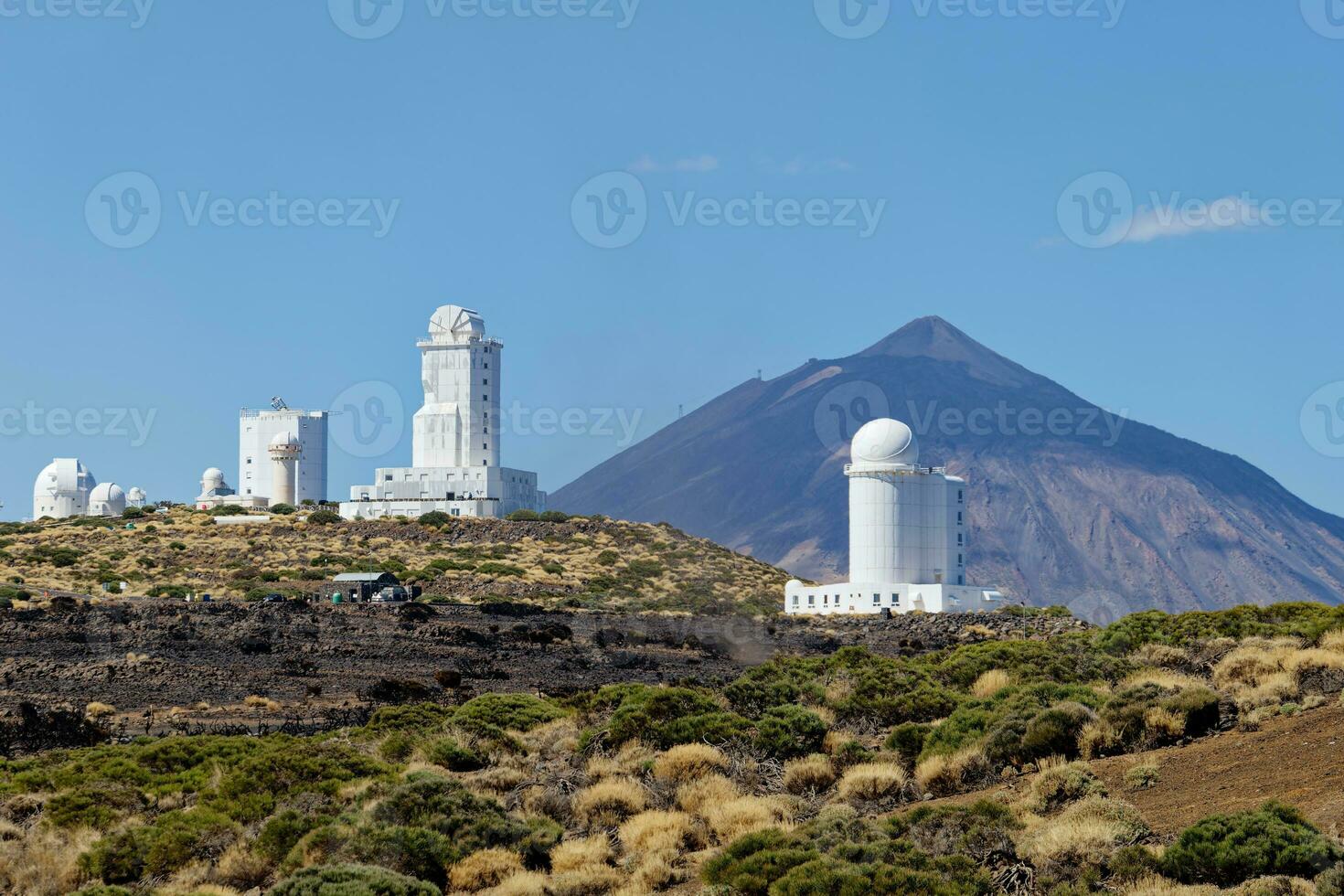 View of the Teide Observatory, on Tenerife, Canary Islands, Spain. Astrophysics in Teide National Park. photo