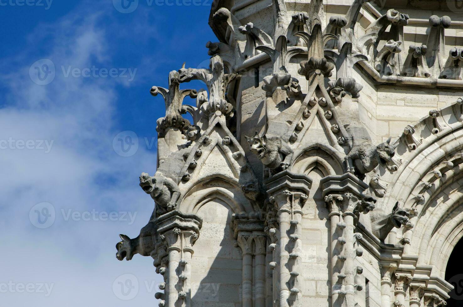 The amazing gargoyles of Notre Dame de Paris in France. A Gothic building constructed during Medieval times, is home to a number of sculptures, including many gargoyles. photo