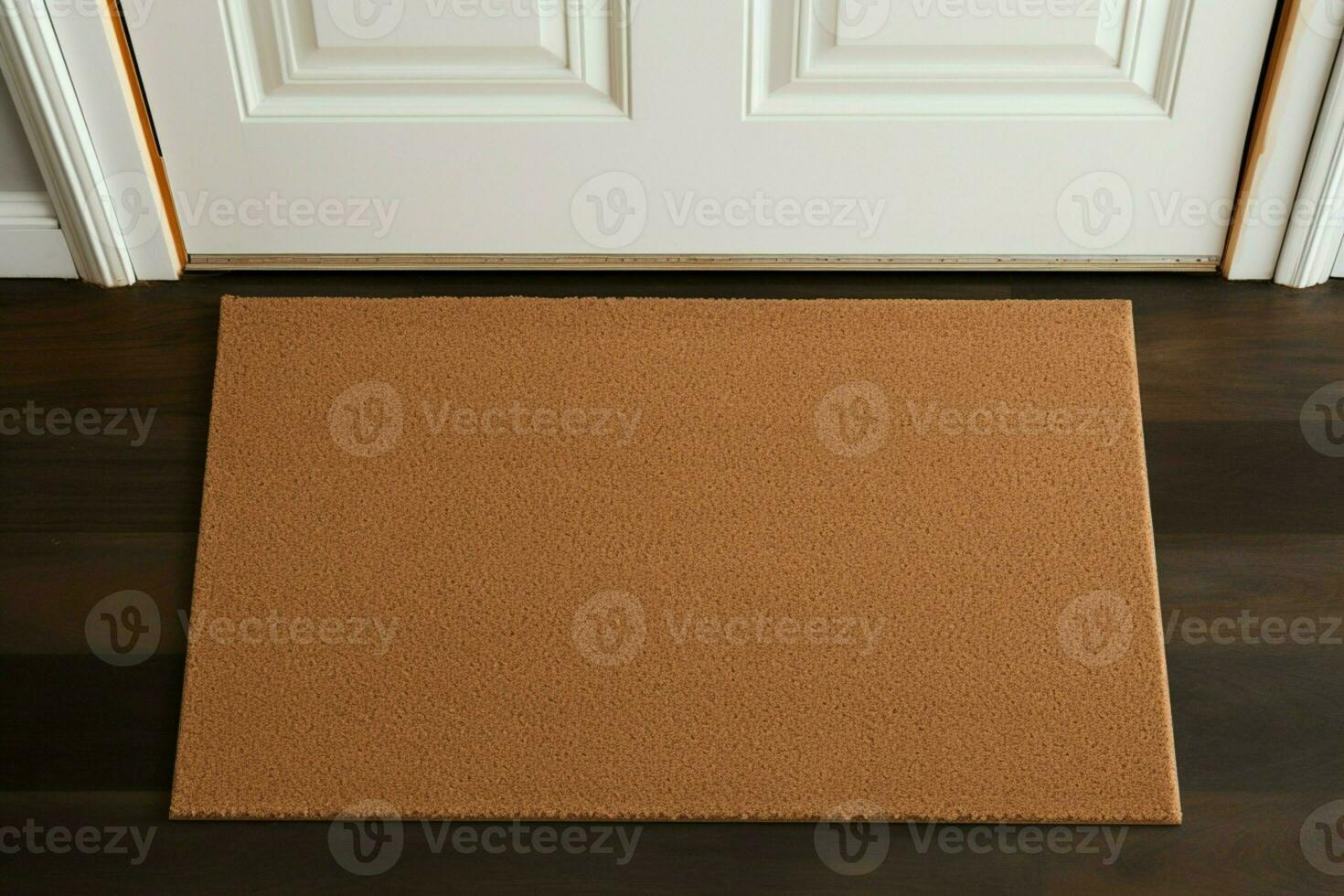 AI generated Welcome home Blank brown door mat with ample copy space photo