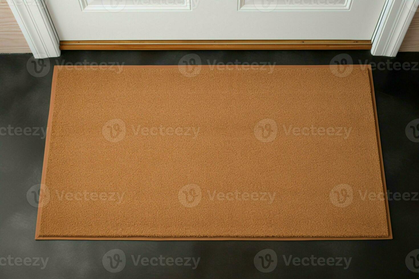AI generated Welcome home Blank brown door mat with ample copy space photo