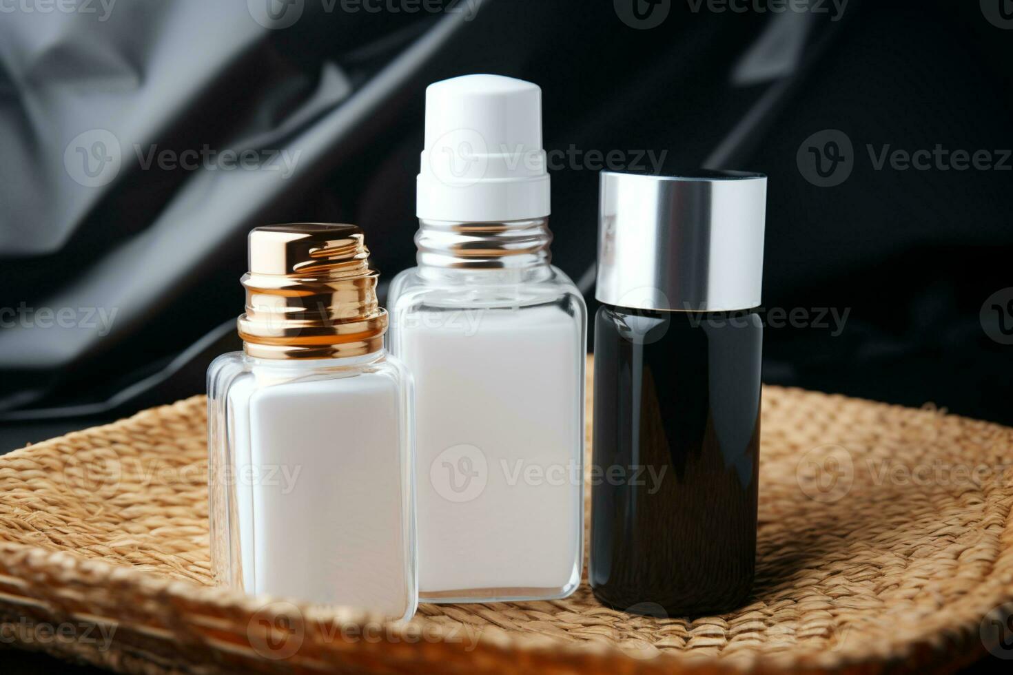 AI generated Photorealistic Bottle Mock Up for Product Presentation Showcasing Design Variations and Details photo