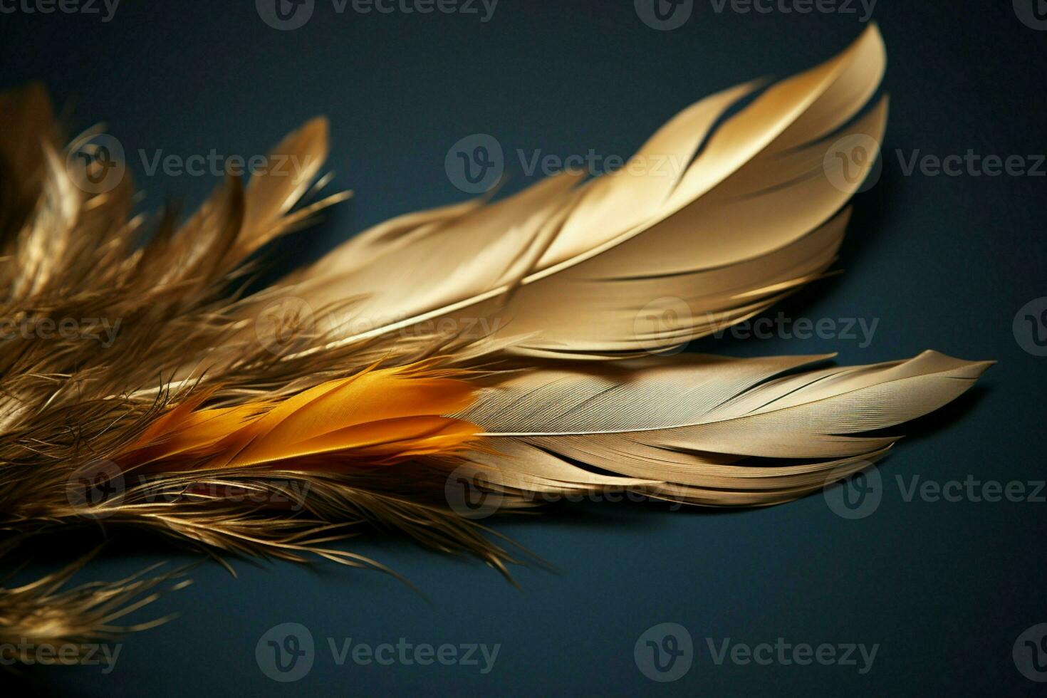 AI generated Fashion elegance Elegant background with golden feathers, ideal for branding photo