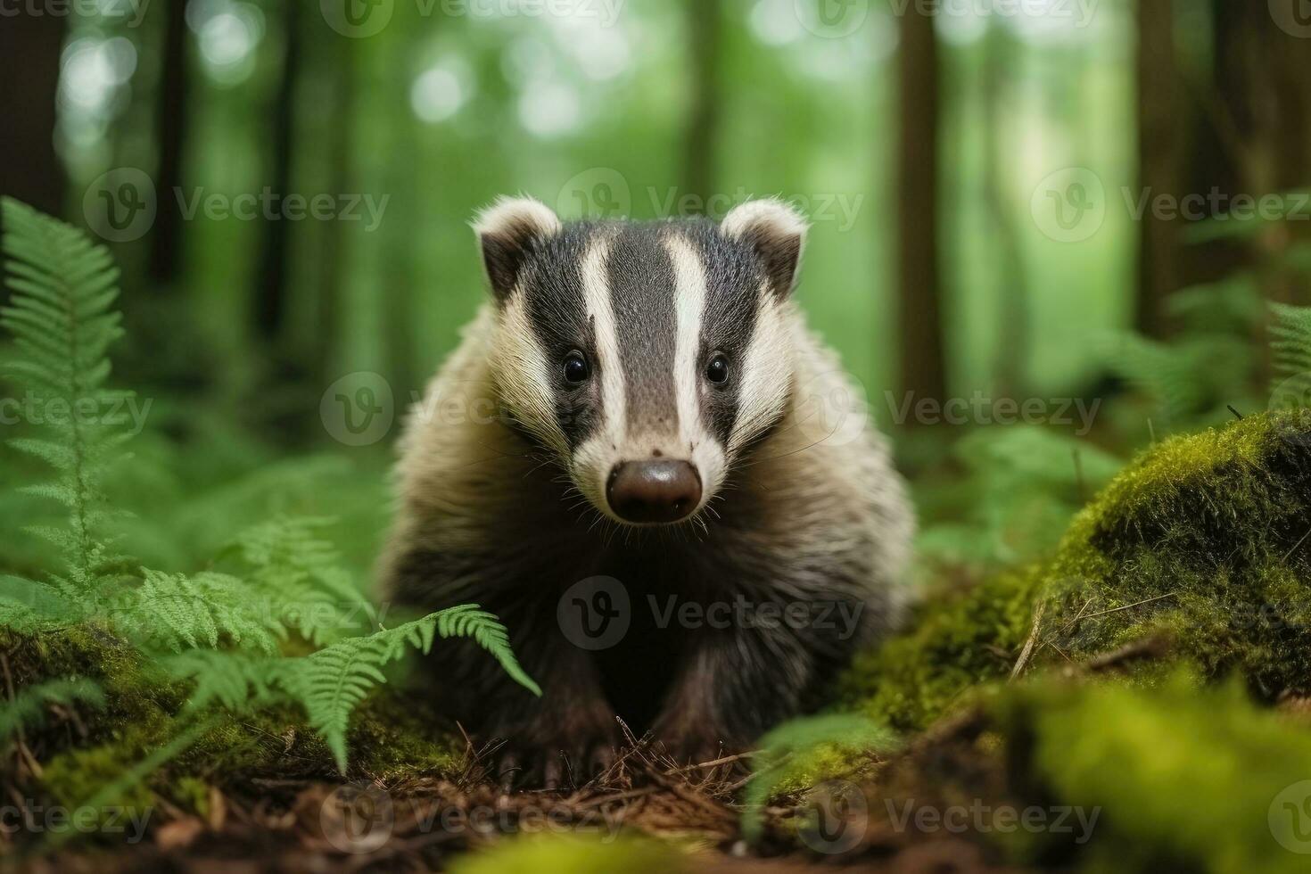 ai generado hermosa tejones en al aire libre salvaje bosque naturaleza antecedentes. .. generado con ai. foto