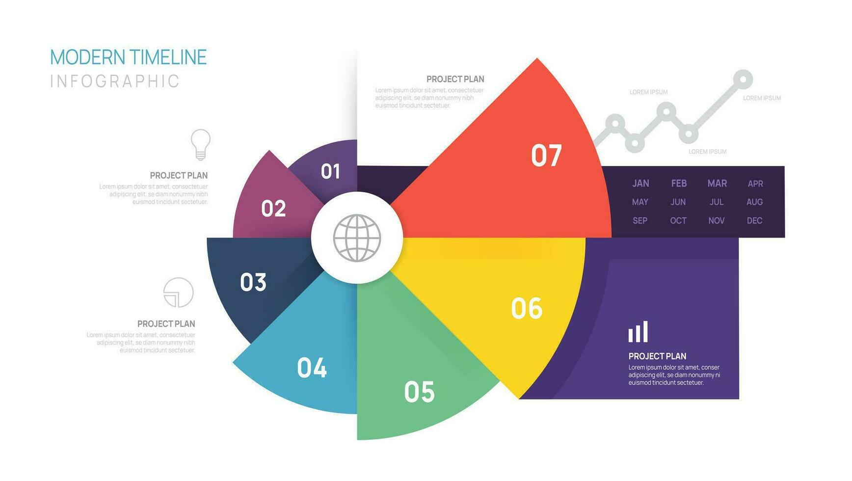 negocio infografía hacia arriba circulo cronograma vector gráfico icono negocio financiero gráfico color crecimiento bar grafico.