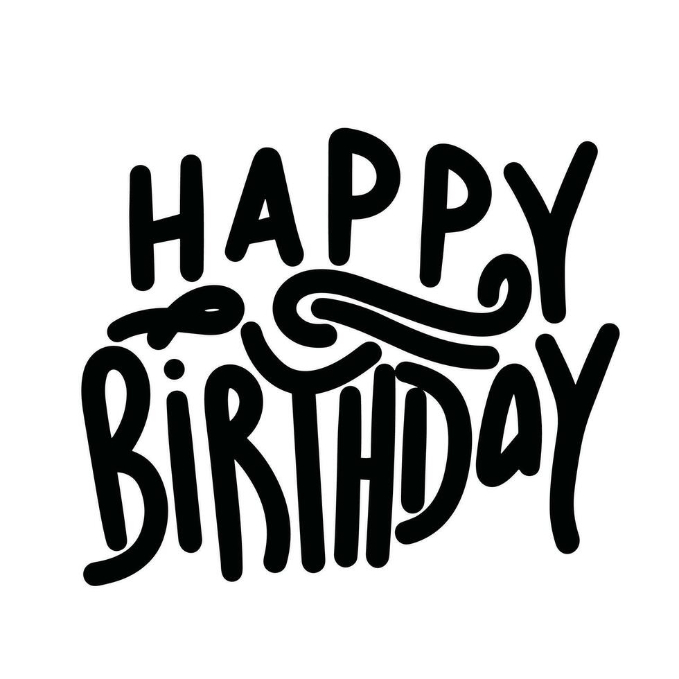 Happy Birthday concept banner. Handwriting inscription Happy Birthday. Hand drawn vector art.
