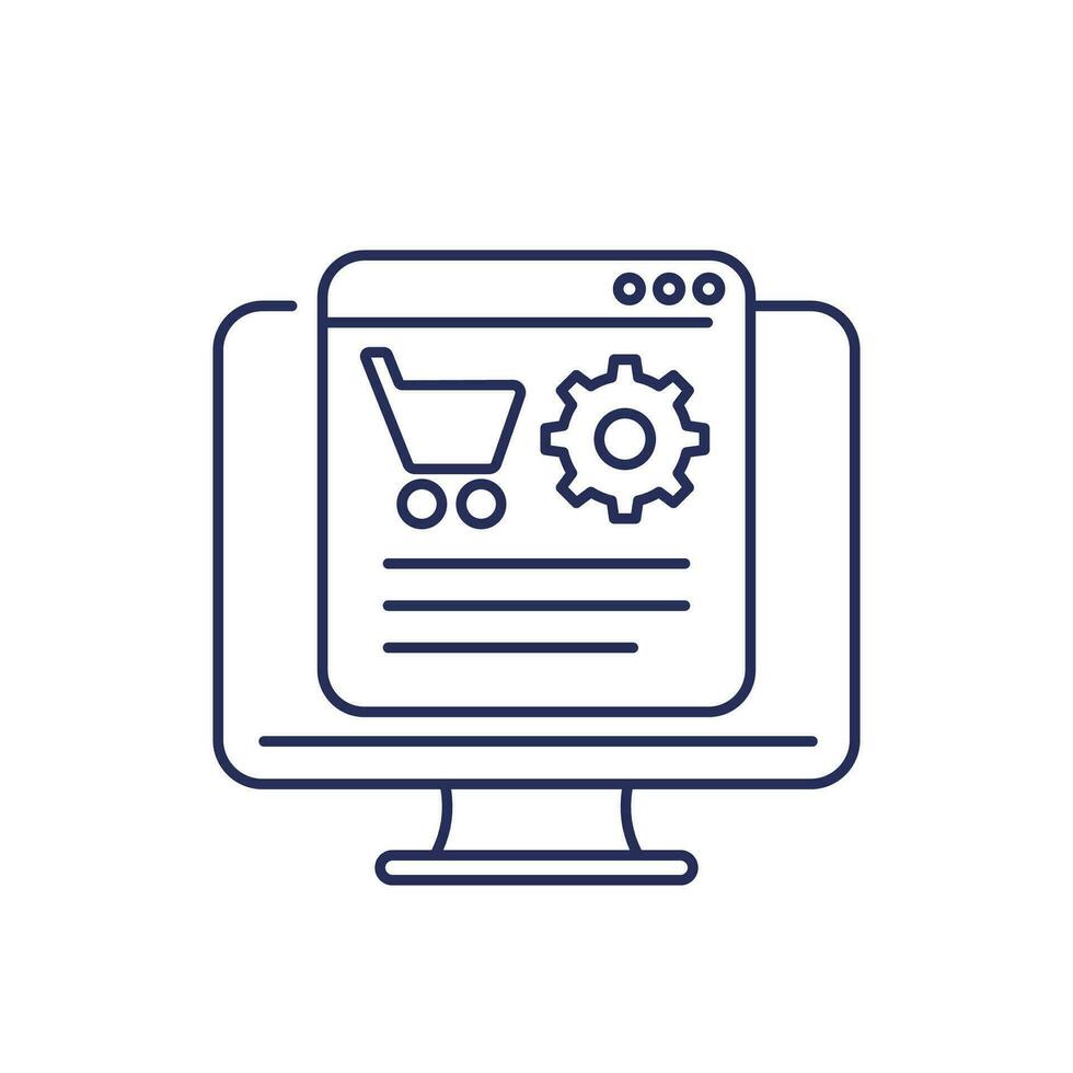 order processing, online shopping line icon vector