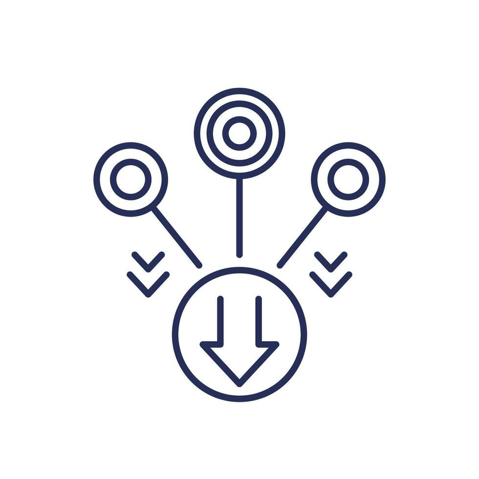 consolidate or merge line icon vector