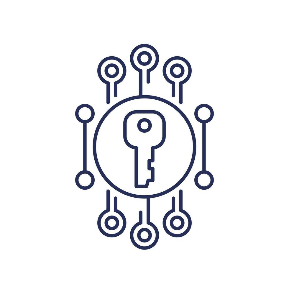 private key, encryption line icon vector