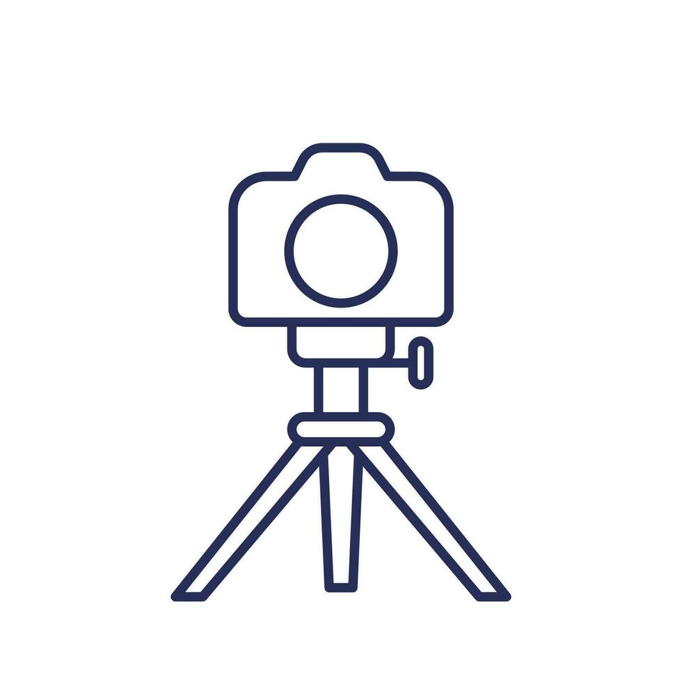 Camera on tripod line icon vector