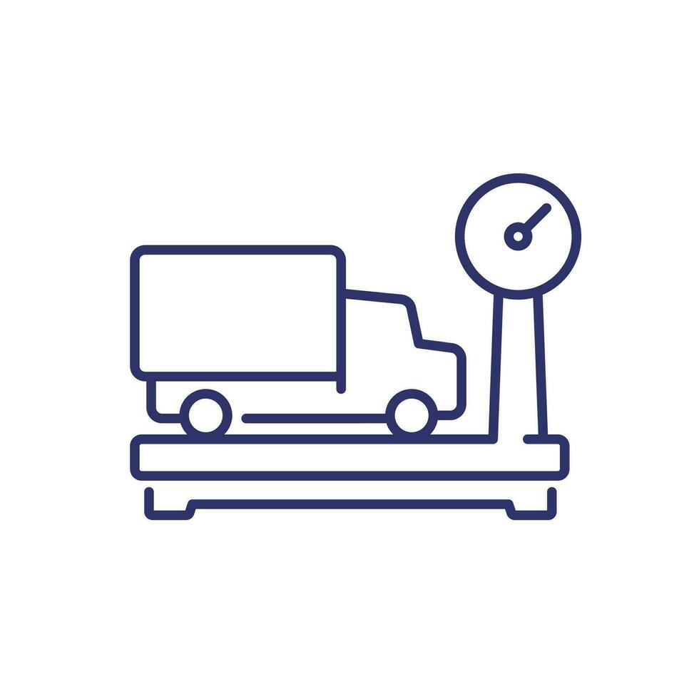 truck weight line icon on white vector