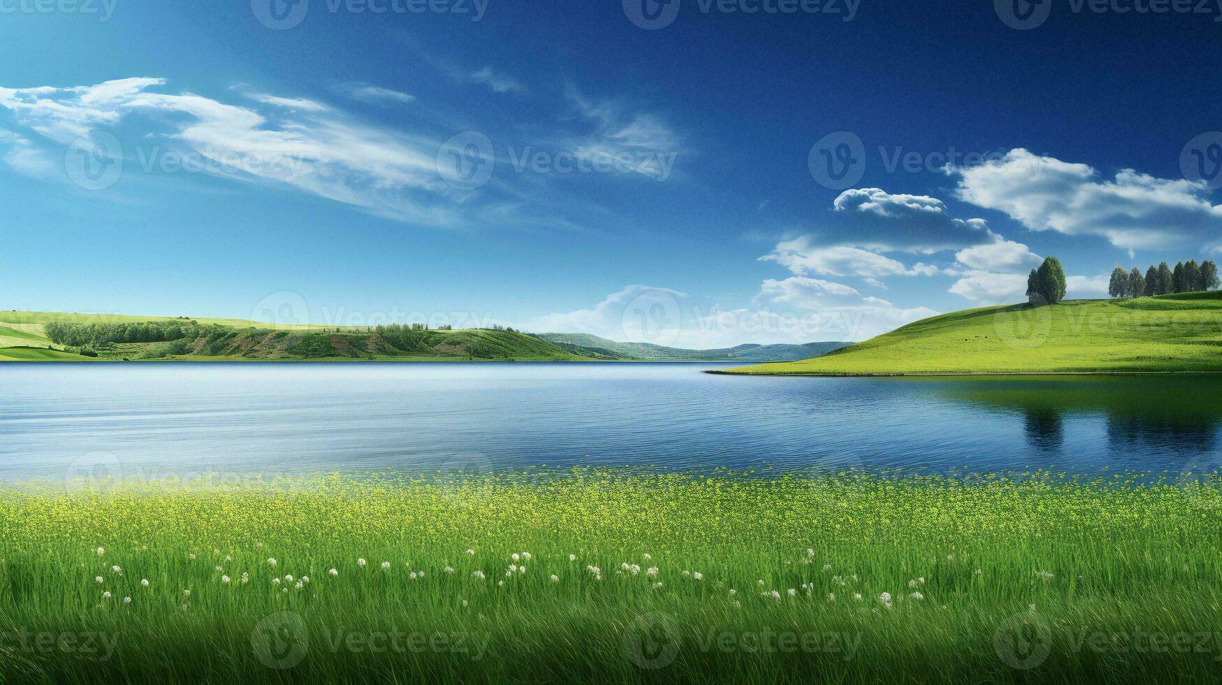 AI generated the lake is a beautiful place to relax and enjoy the scenery photo