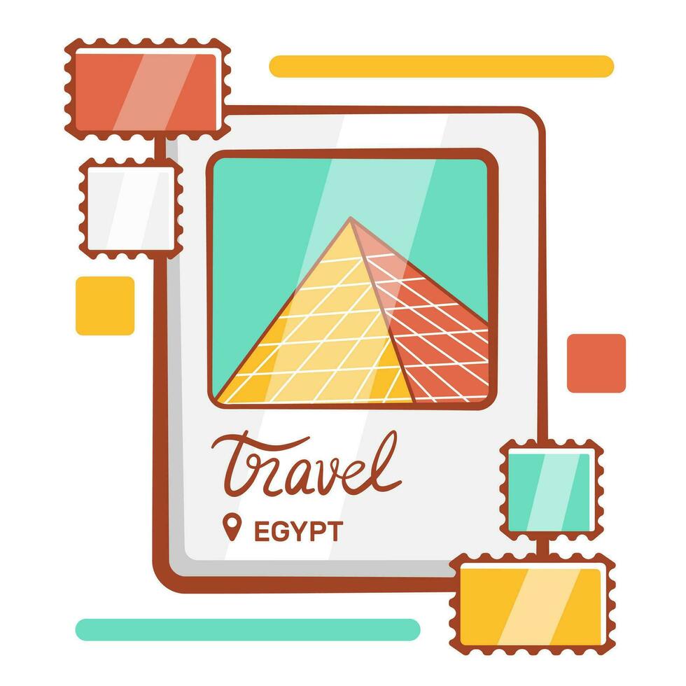 Vector composition on the theme of Egypt and the pyramids in a cute cartoon style.