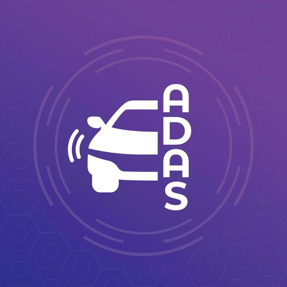 Advanced driver-assistance system vector icon with a car