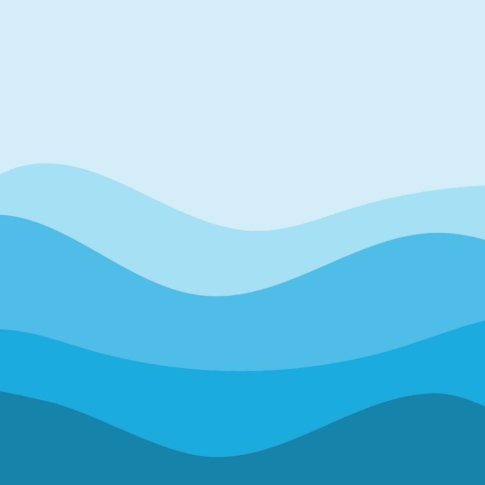 Water Wave Background Design, Abstract Vector Blue Ocean Walpaper Template