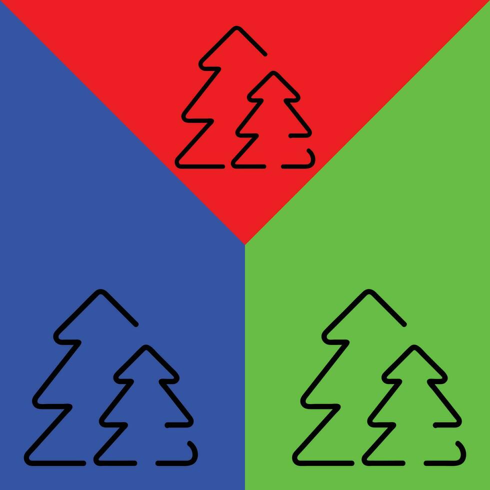 Forest Vector Icon, Outline style icon, from Adventure icons collection, isolated on Red, Blue and Green Background.