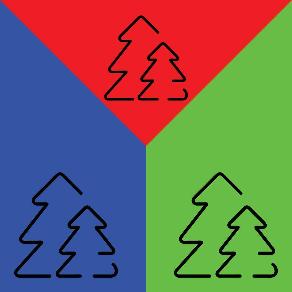 bosque vector icono, contorno estilo icono, desde aventuras íconos recopilación, aislado en rojo, azul y verde antecedentes.