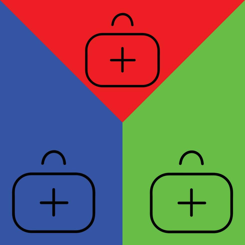 primero ayuda equipo vector icono, contorno estilo icono, desde aventuras íconos recopilación, aislado en rojo, azul y verde antecedentes.