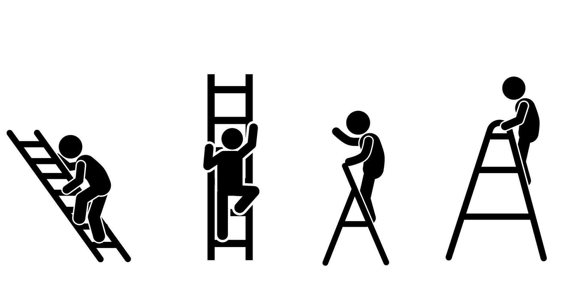 vector illustration of a man on a ladder