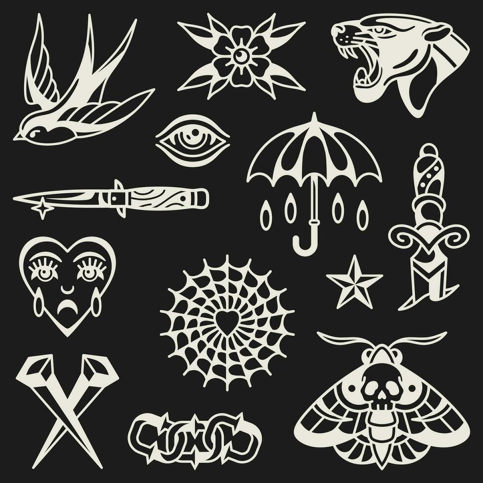 Old school tattoo flash vector