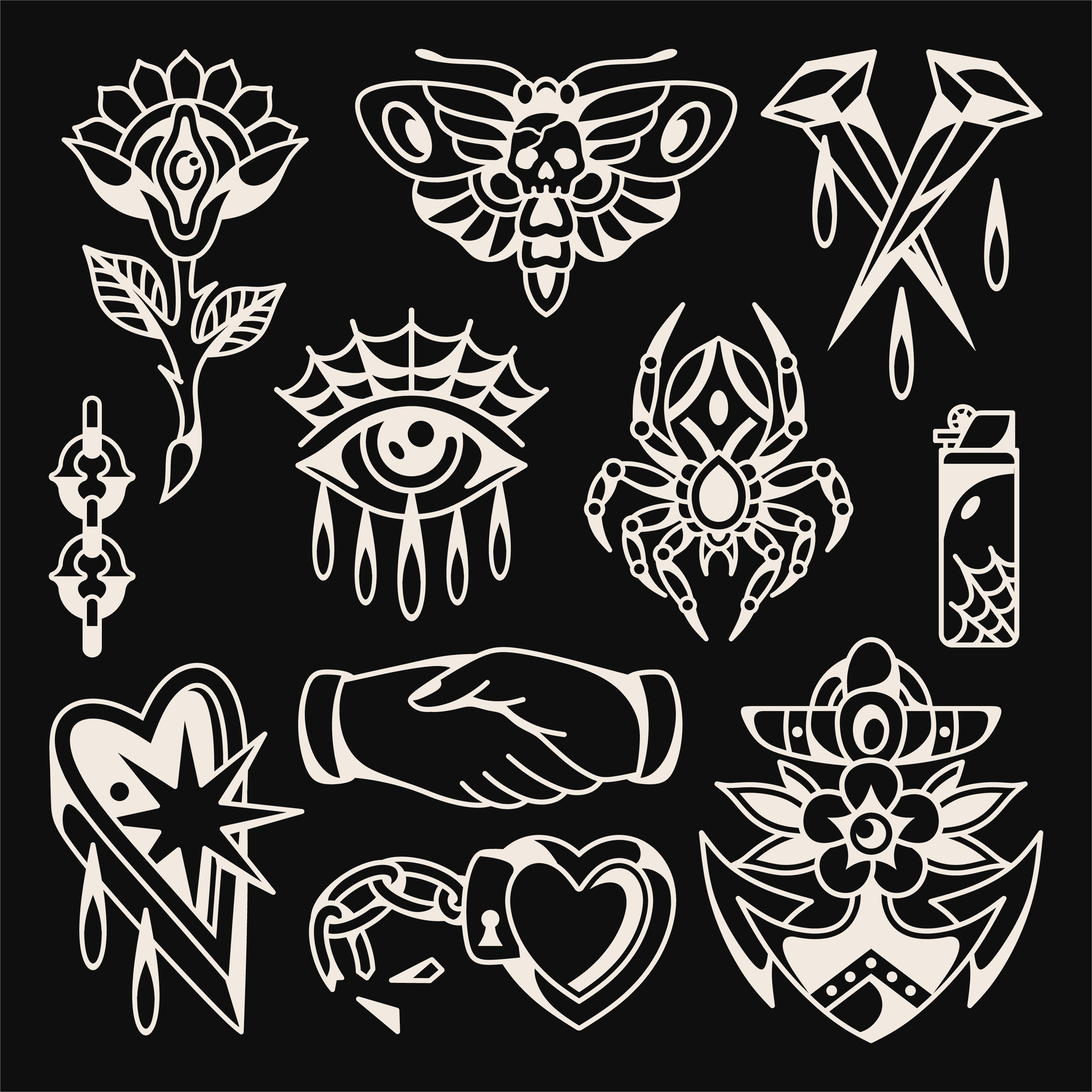 Tattoo flash vector design 36032278 Vector Art at Vecteezy