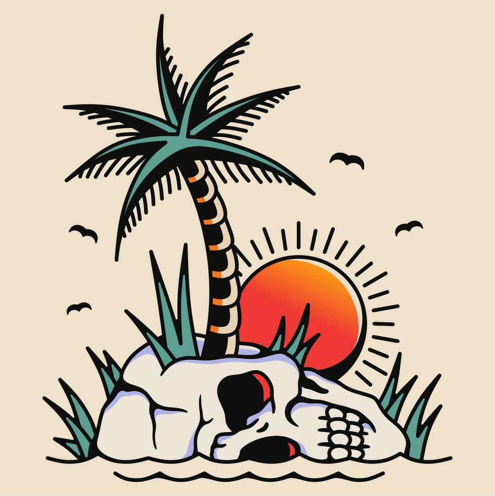 Skeleton tattoo design vector