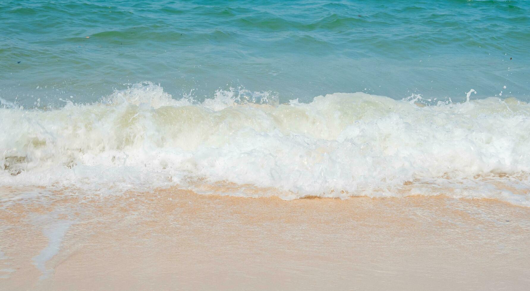Beautiful horizon Landscape summer panorama front view point tropical sea beach white sand clean and blue sky background calm Nature ocean Beautiful  wave water travel at Sai Kaew Beach thailand photo
