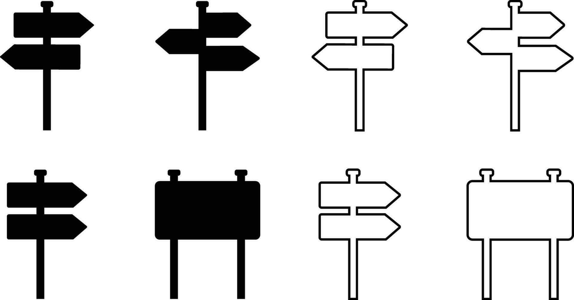 road sign icon in flat, line set isolated on  Mockup template a text. Highway traffic blank plate Road in realistic style danger blank warning empty signs. vector for apps web