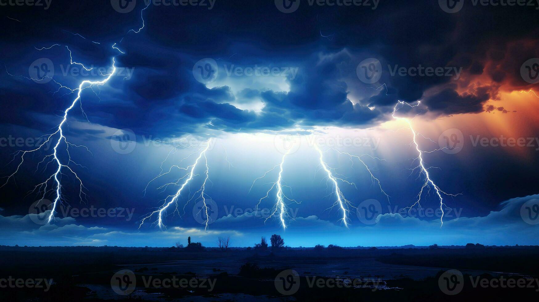 AI generated thunder lightning energy background photo